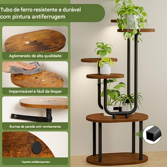 Suporte Para Plantas Interno Com Luzes De Cultivo, 6 Camadas