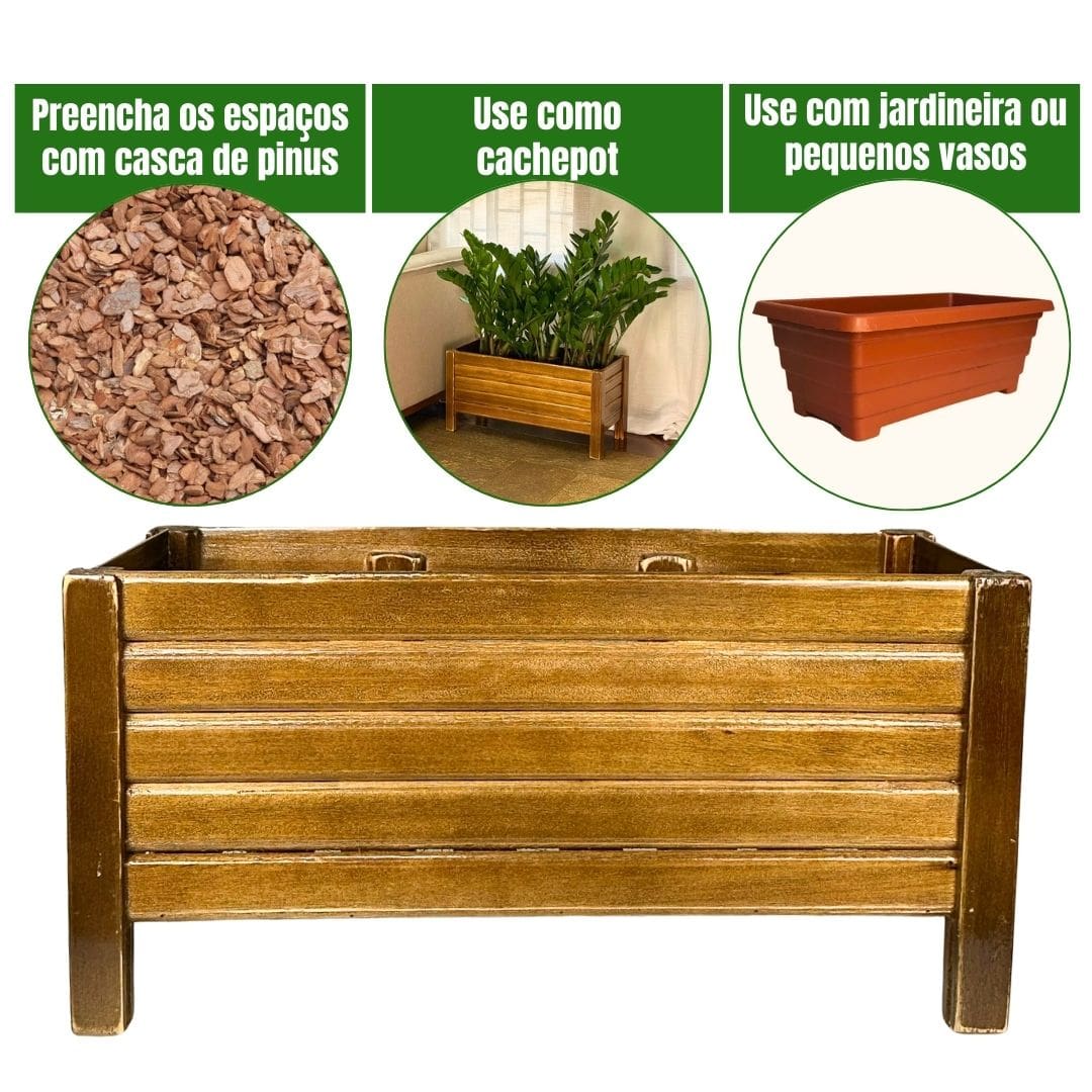 Jardineira de Madeira Ripada para Plantas