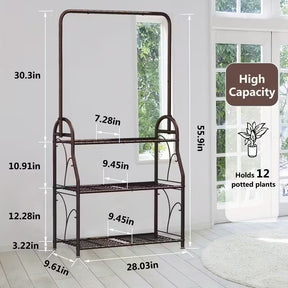 Suporte de planta interno externo em metal de 3 camadas e pendurador