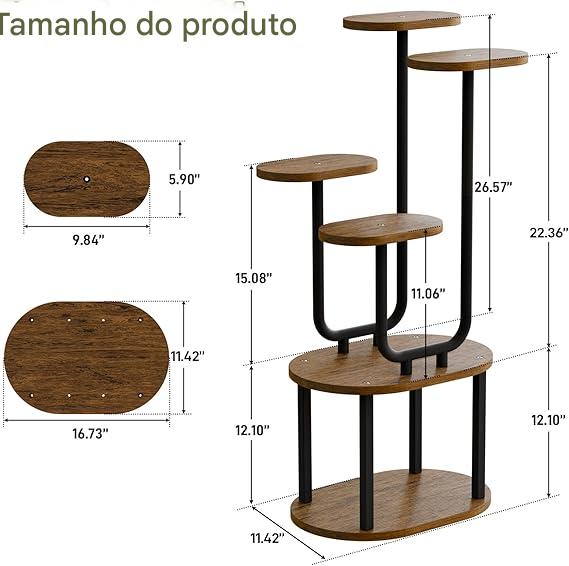 Suporte Para Plantas Interno Com Luzes De Cultivo, 6 Camadas